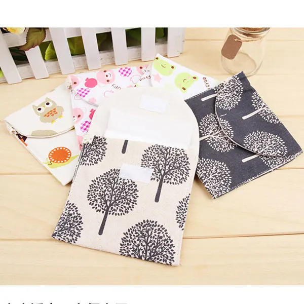 New Lovely Charming Nice Brief Cotton Cartoon Sanitary Napkin Bags Towel Storage Traveling Travel Bag hopping W | Багаж и сумки