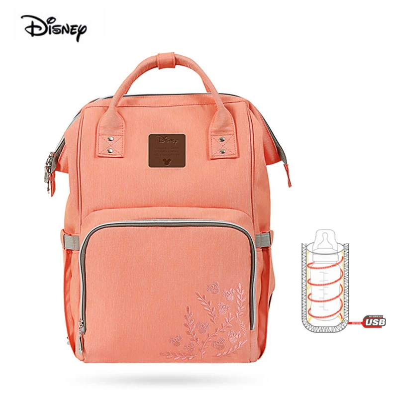 Embroidery pink Дисней Минни детская сумка для мамы водонепроницаемый большой емкости молоко теплоизоляция материнства сумка подгузник рюкзак - Цвет: Embroidery pink