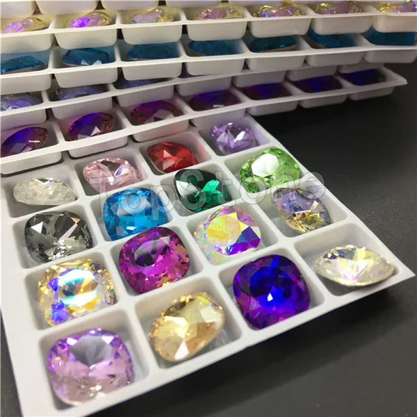 mix colors 40 шт. K9 стекло Кристалл Классический квадратный точечный клей стразы толстая квадратная форма Стразы diy аксессуары для одежды - Цвет: mix colors