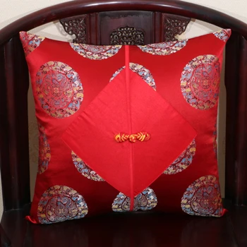 red 5 dragpm Китайские узелки-Большой шелковые наволочки 50x50 60x60 подушки Чехлы для дивана стул стильны рождественских украшений наволочка - Цвет: red 5 dragpm