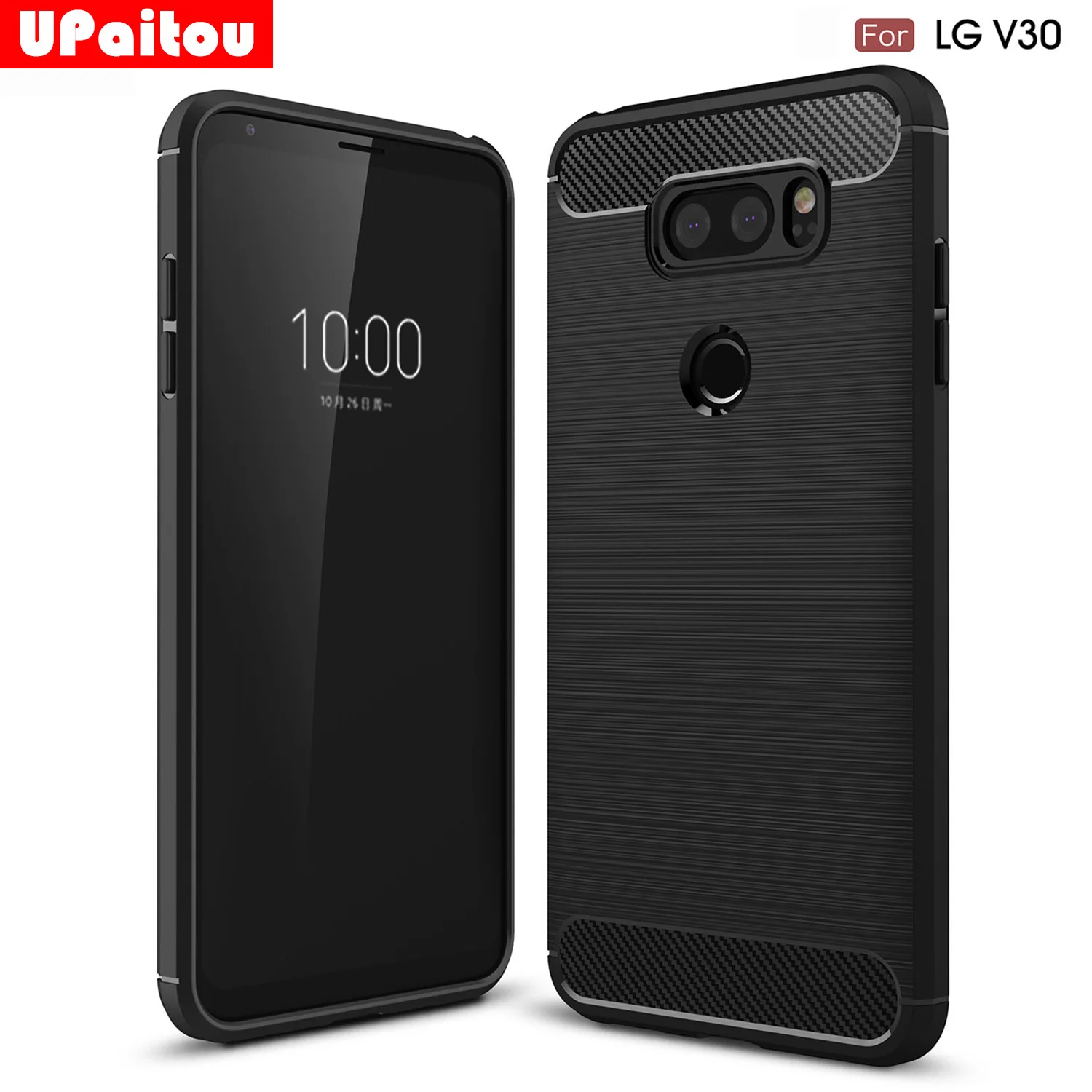UPaitou for LG V30 Case Ultra Slim Thin Carbon Fiber Cases Scratch Resistant Shock Absorption Soft TPU Cover V30+ |