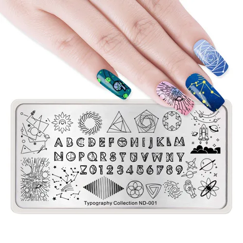 Typograhy ND-001 NICOLE дневник ногтей шаблон штамповочных плит цветок дизайн ногтей штамп штамповка изображения пластины трафаретные гвозди инструмент для лака гель - Цвет: Typograhy ND-001