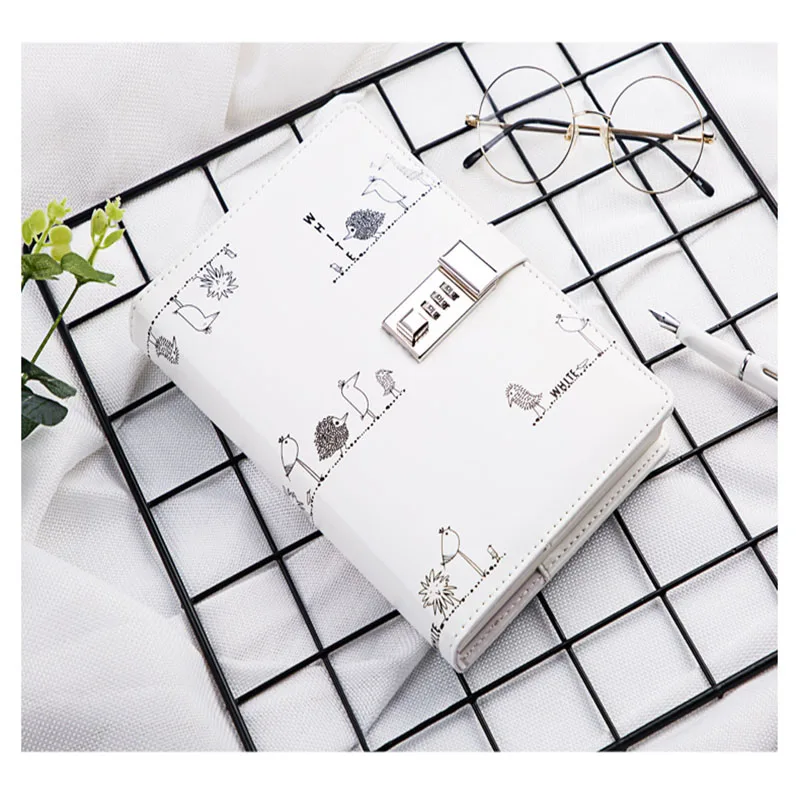 Блокнот с кодовым замком бумажная Запираемая портативная книга PU кожаный замок