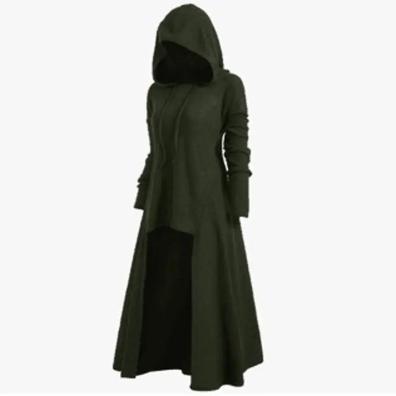 Женское Повседневное платье средней длины черное асимметричное с капюшоном в