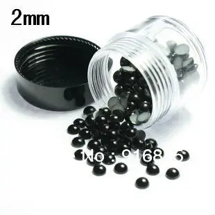

Бесплатная доставка 20000 шт./лот 2 мм черные полукруглые жемчужные шарики с плоской задней поверхностью из АБС-пластика для самостоятельного ...