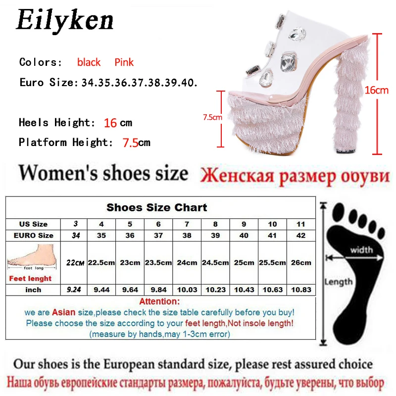 Eilyken; Новинка года; пикантные женские туфли-гладиаторы из ПВХ на платформе с открытым носком; женские свадебные туфли на очень высоком каблуке с кристаллами; размеры 34-40