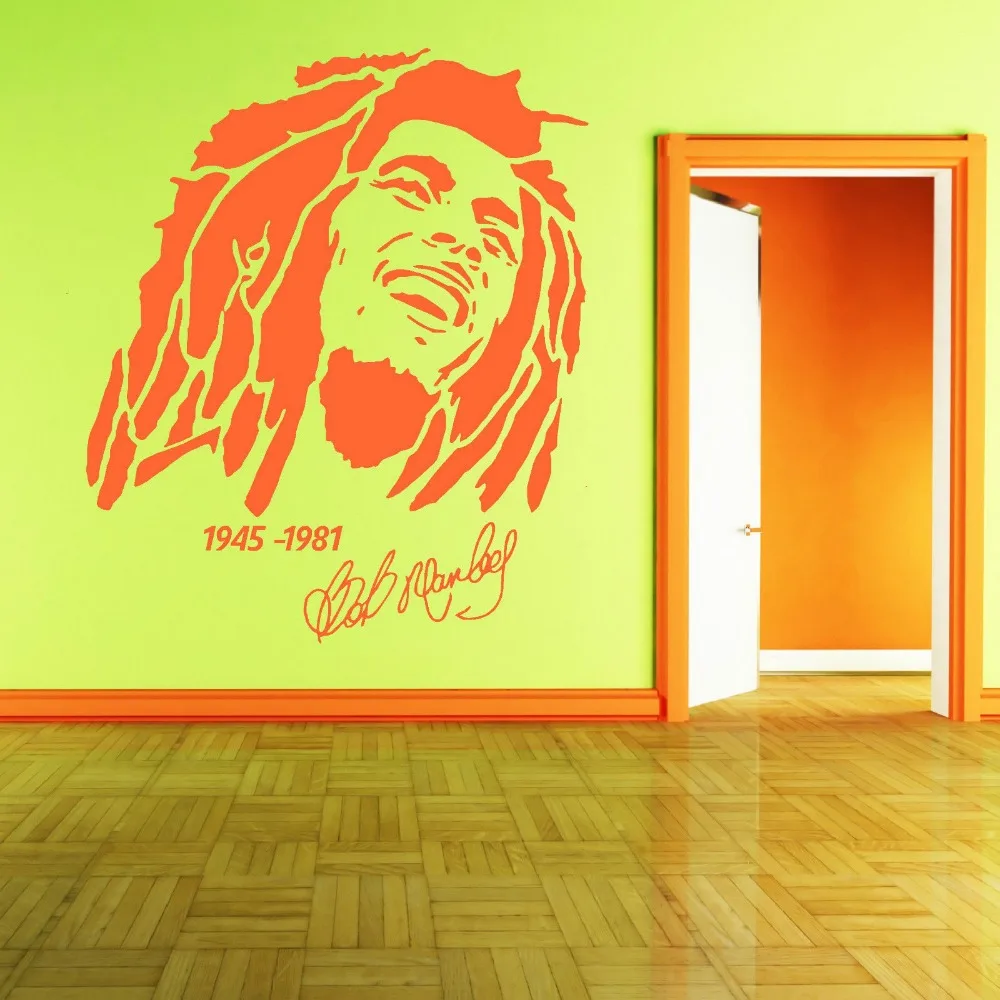 Виниловая наклейка на стену с изображением звезды Боба Марли 65 х57 см 1945 1981
