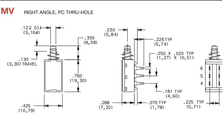 Оригинальный новый 100% L212132MV02Q кнопочный переключатель 6pin двухрядный сброса