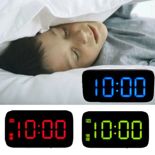Большой светодиодный цифровой будильник повтор часы Голосовое управление