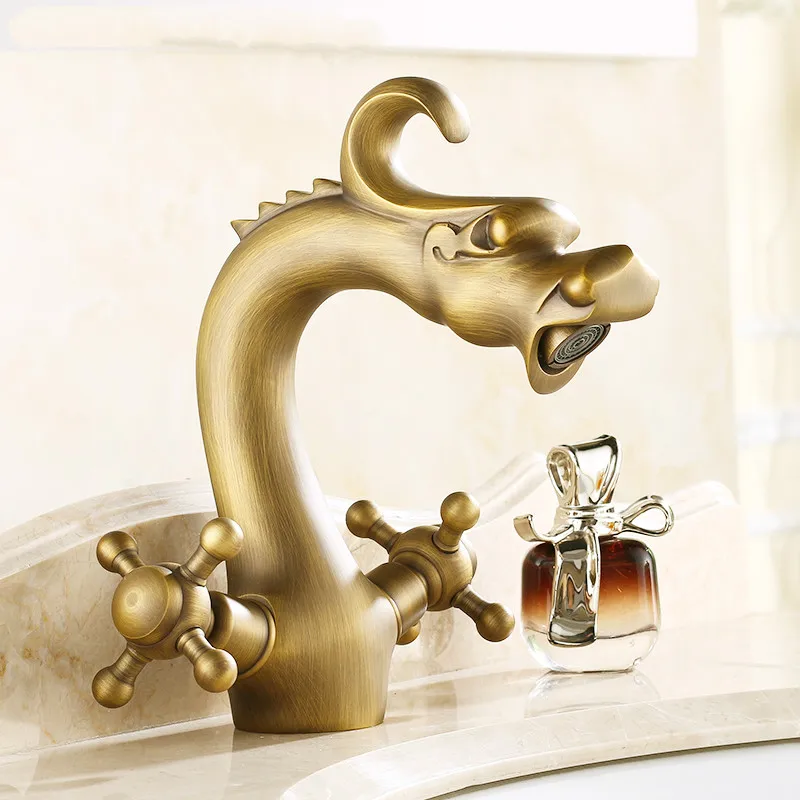 

Antique copper dual handle faucet European style faucet new special styling high-end bathroom products