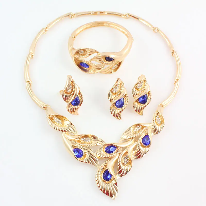 Модные комплекты ювелирных изделий золотого цвета в форме листьев Африканский