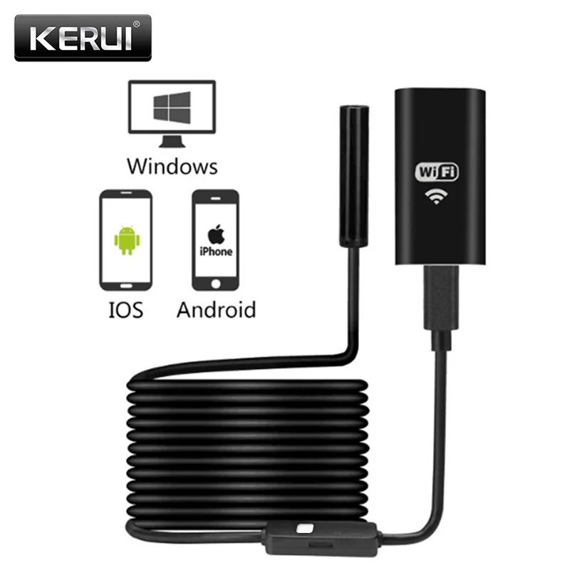 KERUI беспроводной водонепроницаемый мягкий кабель бороскоп Micro 8 мм 720P HD WiFi USB