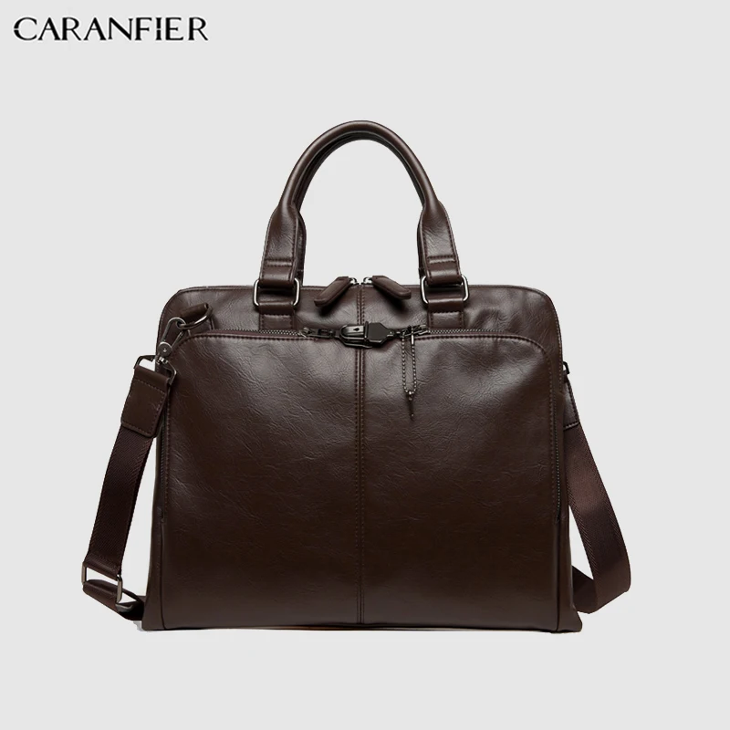 CARANFIER, мужской портфель, Повседневный, из искусственной кожи, одноцветная, дорожная сумка, для компьютера, на плечо, через плечо, бизнес, Офисные Сумки для документов