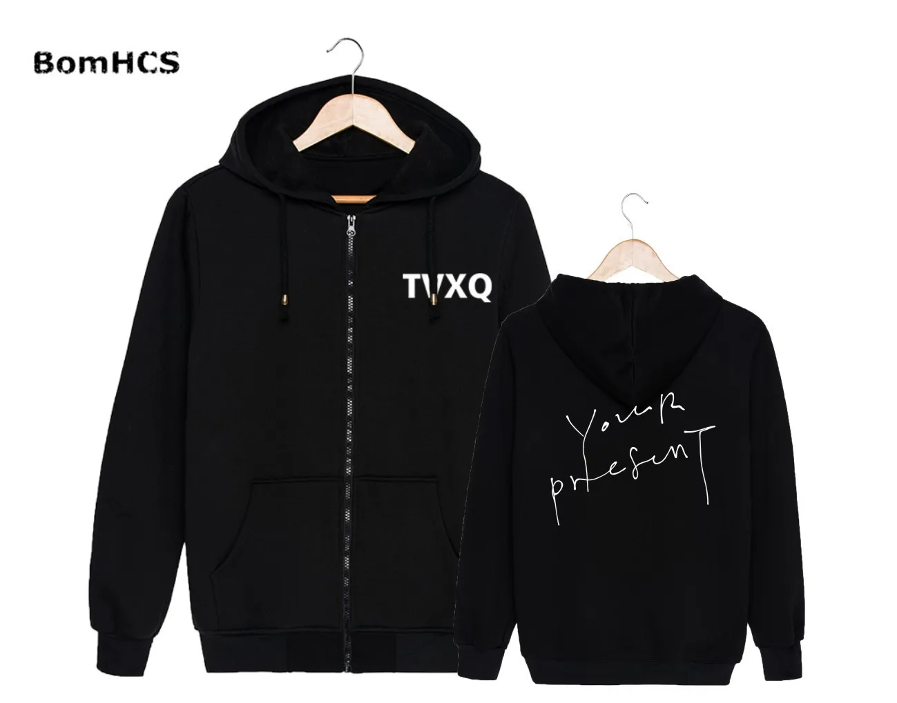 Толстовка BomHCS Kpop TVXQ с капюшоном на молнии хлопковое пальто флисовое спортивная