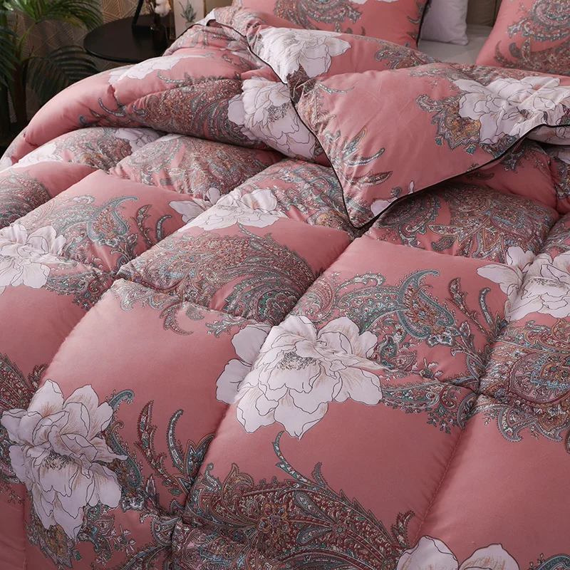 Роскошное зимнее одеяло с принтом из 100% перьев толстый пододеяльник в форме