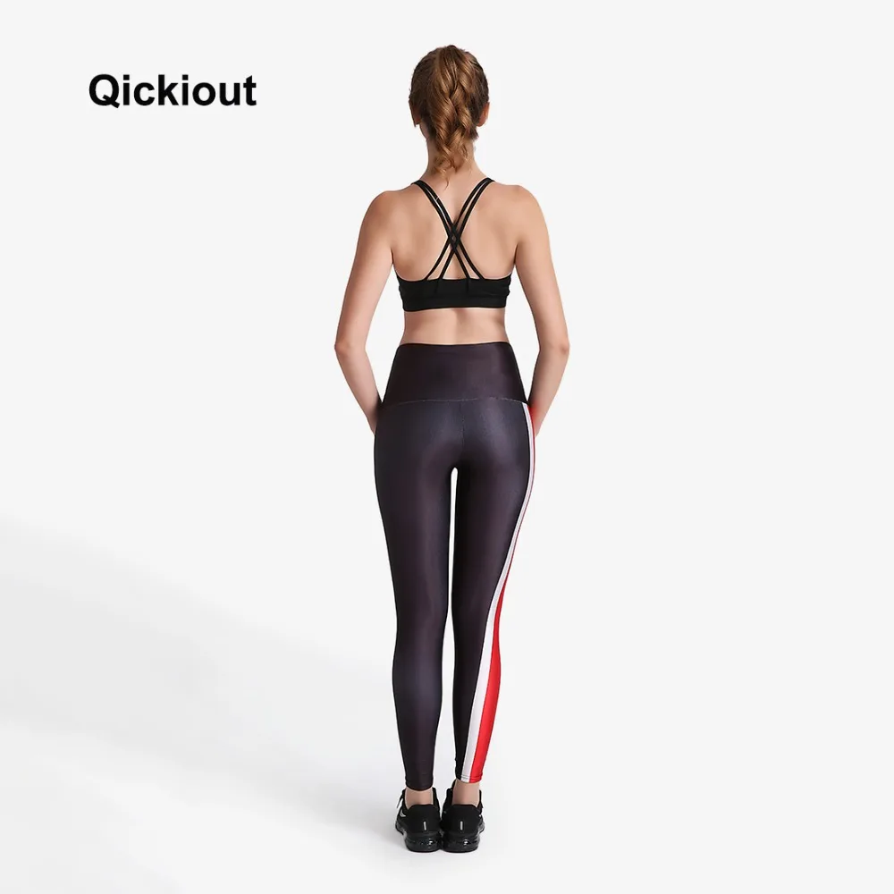 Qickitout Striped Black Style Women Pants Sexy High Waist Trousers Quick-drying Fashion Ankle-Length Breathable Fitness Leggings | Женская