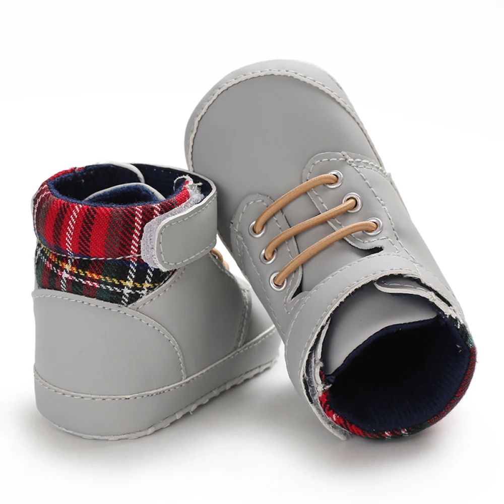 First Walkers Baby Soft Sole Anti-skid PU Leather Shoes Infant Boy Girl Toddler Moccasin High-top Soft Baby Shoes 0-18m