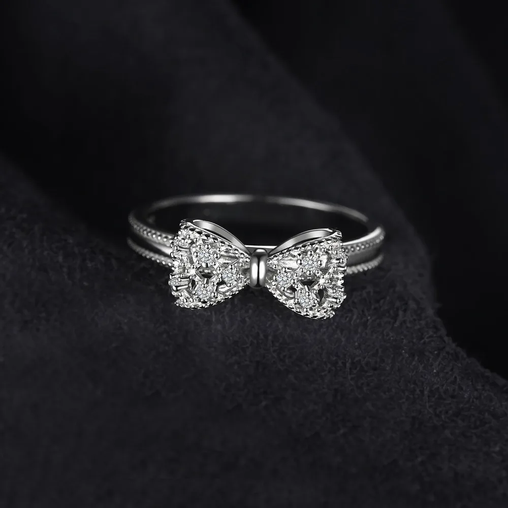 JewelryPalace стерлингового серебра 925 высокое качество Цирконий Игристые бантом Stackable Ring микро проложить кольца для Для женщин Подарки