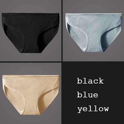 black blue yellow Сексуальные хлопковые трусики со средней посадкой, прозрачные, без следов, большие размеры, удобные, дышащие, нижнее белье, 3 шт./лот, DULASI - Цвет: black blue yellow