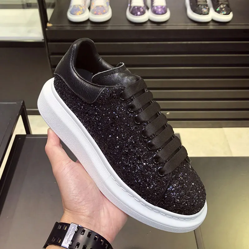 4-black RUIYEE sapatos femininos, женские кроссовки, стразы, Воловья кожа, новинка, кожаная повседневная обувь с подкладкой из овчины, Спортивная мужская обувь - Цвет: 4-black