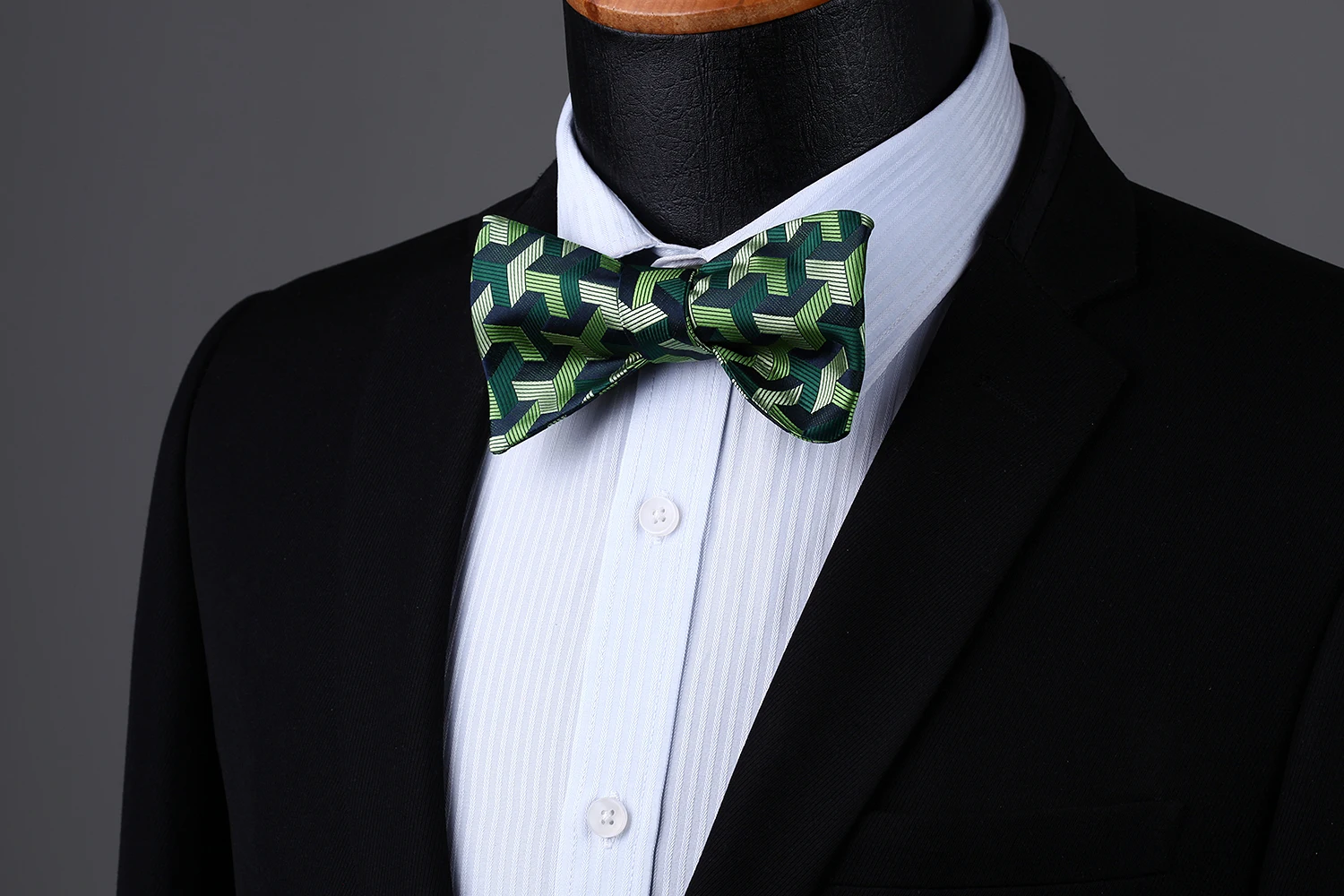 Bow Tie handkerchief set Men Woven Party Wedding Green Geometric Self Pocket Square Set#BG804GS | Аксессуары для одежды