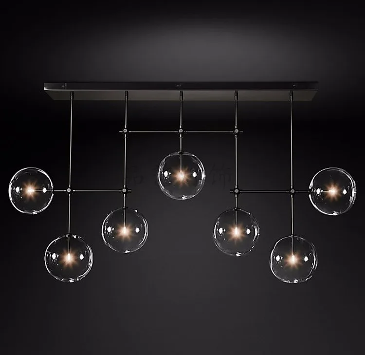 Американский RH золото/черный металл G4 Led люстра прозрачный стеклянный кулон светильник-люстра в виде подсвечника Led Luminarias Lamparas светильники