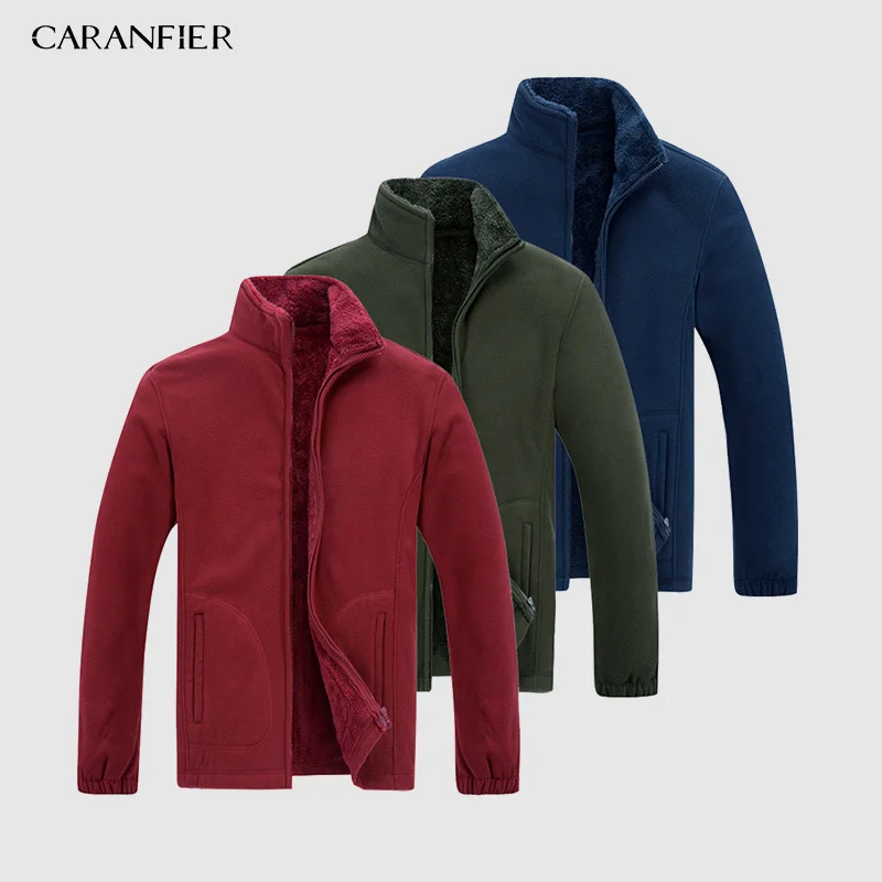 Мужские флисовые куртки CARANFIER уличные спортивные теплые пальто с воротником