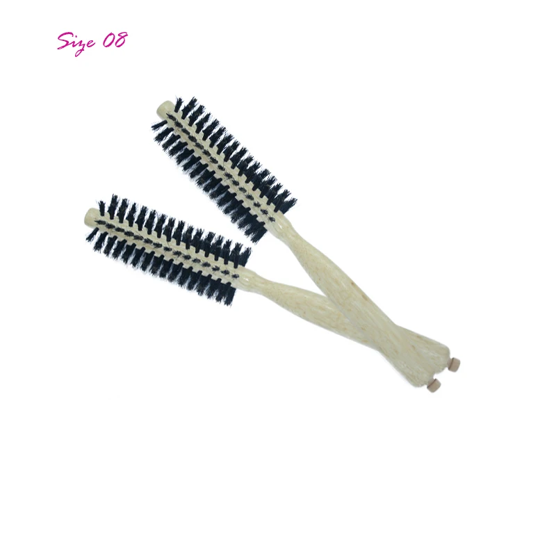 Size 08 2pcs Свинья щетина натуральная деревянная ручка цилиндр волос гребень антистатические не повредить волосы Комфорт Свободные Волнистые Стиль Расческа Несколько выбор - Цвет: Size 08 2pcs