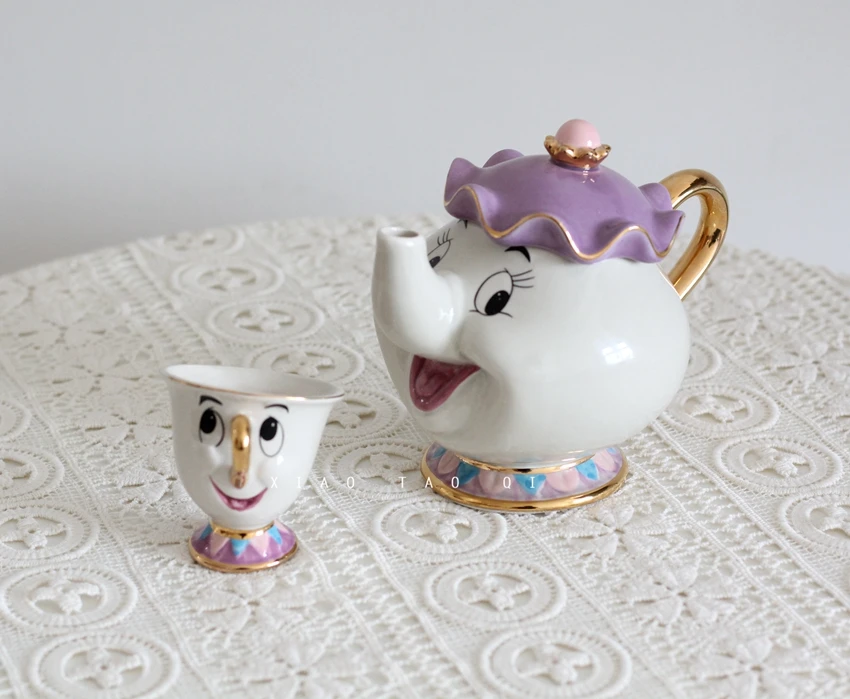 Мультфильм красота и чудовище старый стиль чай горшок кружка Mrs Potts Чип чай горшок чашка один набор рождественский подарок для друга