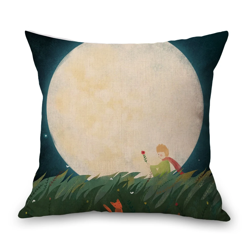 Белый French Novel Little Prince Neck Body Pillowcase Linen Bed Pillows Cover Couch Seat Cushion Throw Pillow Home Decoration Gift - Цвет: Белый