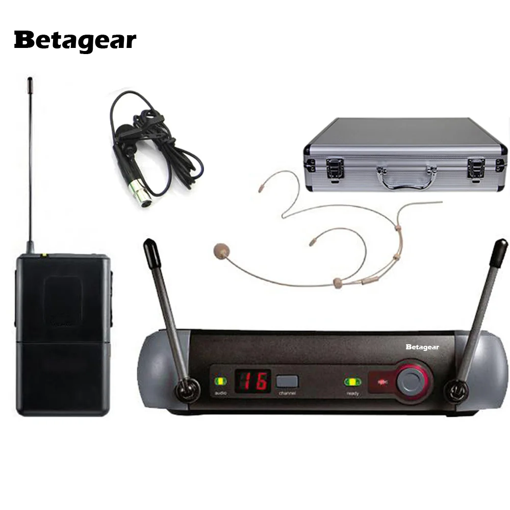 Betagear PXG24 58A одноканальный УВЧ вокальный беспроводной микрофон для караоке системы/Малый сценический ручной+ нагрудный+ гарнитура микрофон - Цвет: headset lavalier mic