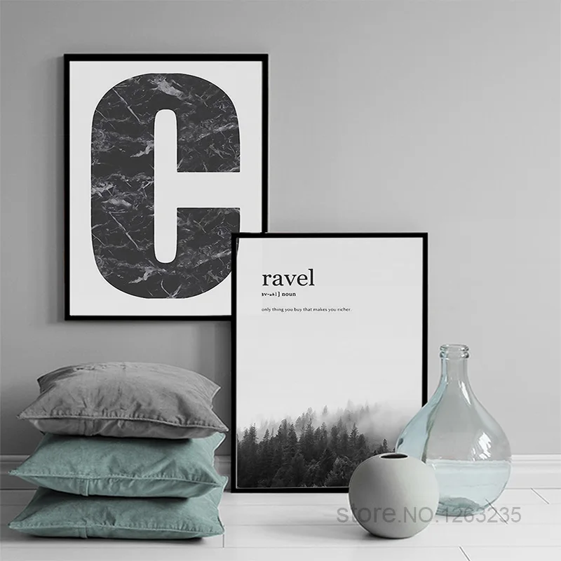 Серый пейзаж слово Привет 5 шт. холст художественные плакаты и принты Северный