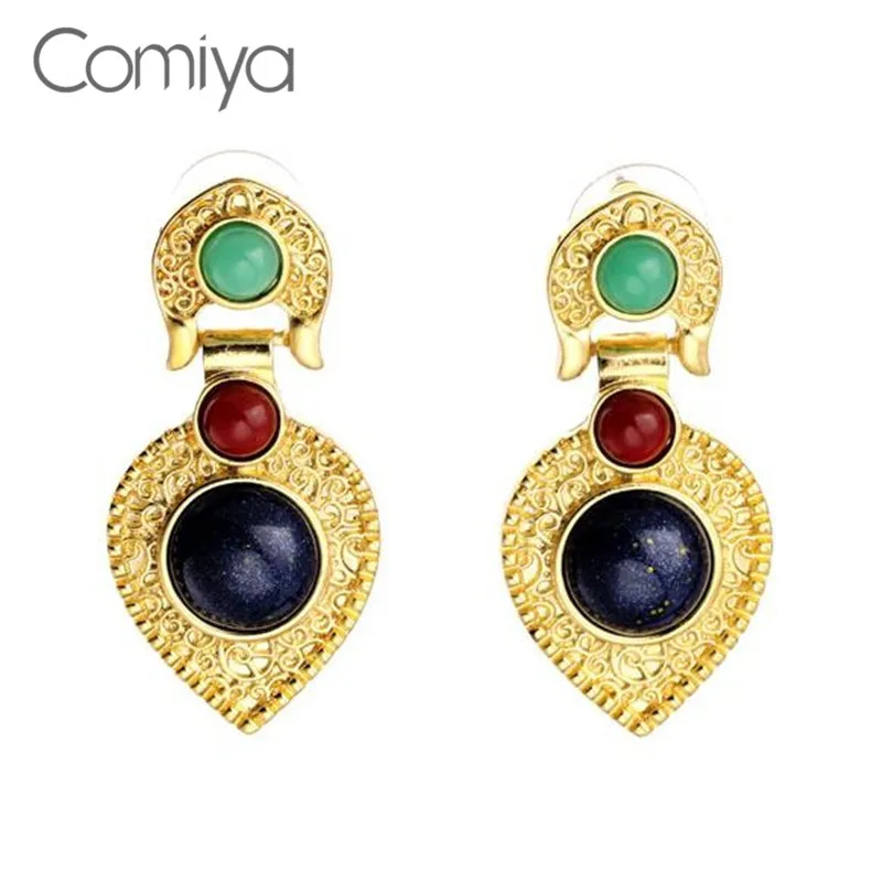 Женские серьги подвески Comiya золотистые массивные экзотические индийские