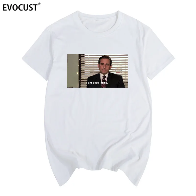 white The Office Майкл Скотт я мертвый внутри цитаты Tumblr гранж забавная футболка унисекс Модная белая футболка хлопок мужская WO Мужская футболка - Цвет: white