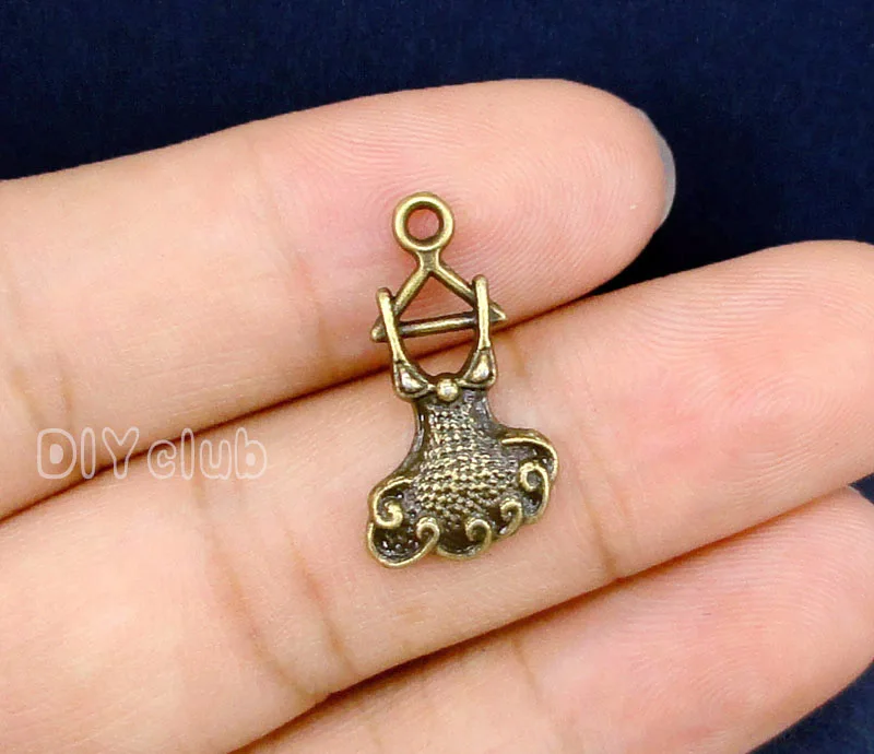 

80pcs-Antique Bronze Tone Party Dress Charms Pendant 22x12mm