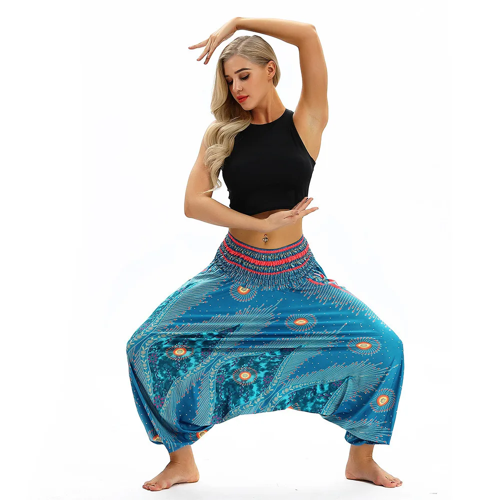 Pantalon femme шаровары, панталоны mujer pantalones de mujer Женские повседневные Свободные мешковатые Boho Aladdin Комбинезон гарем брюки Z4