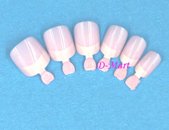 12 шт./компл. с 2g клей короткие предварительно дизайн розовый цвет полное покрытие Ложные акриловые ногти с типсов для французского маникюра# FN12-07