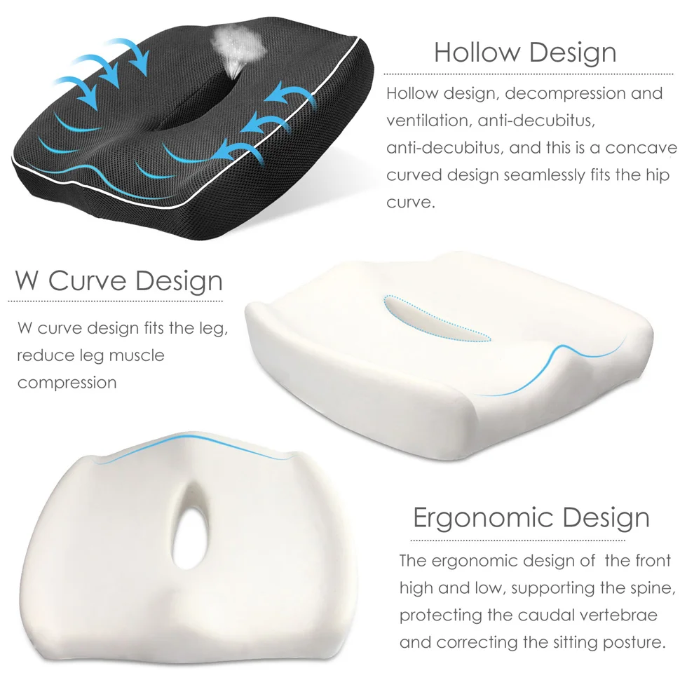 Современная Ортопедическая подушка cockyx Memory Foam Нескользящая подушка для автомобиля авто подушка пушистое сидение подушка для дома офиса подушка для сидения при геморрое