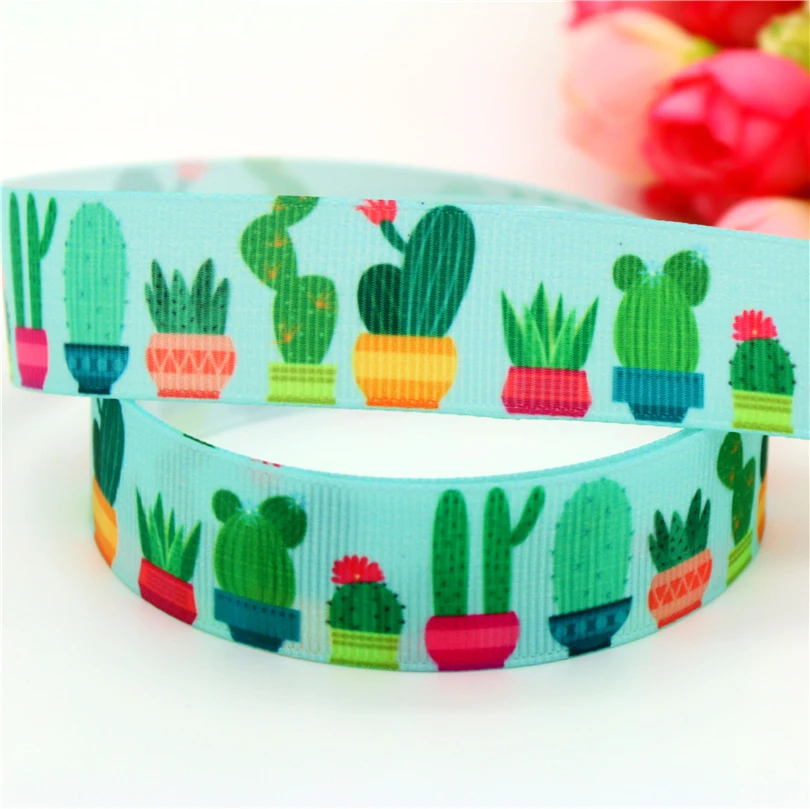 7/8'' Free shipping cactus flowers printed grosgrain ribbon hairbow headwear party decoration diy wholesale 22mm D563 | Дом и сад