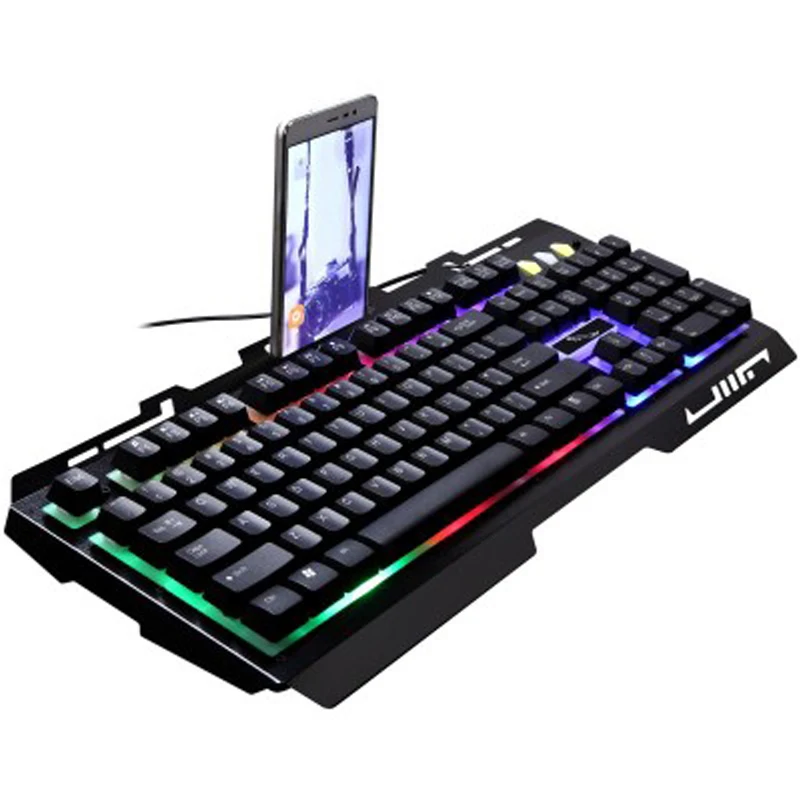 G700 Игровая клавиатура Механическая металлическая клавиатура с подсветкой USB проводной Кронштейн для мобильного телефона для ноутбука ПК
