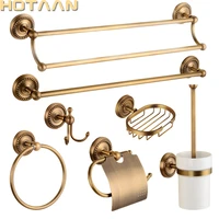 free shipping solid brass bathroom accessories setrobe hookpaper holdertowel barsoap basketbathroom fitting sets