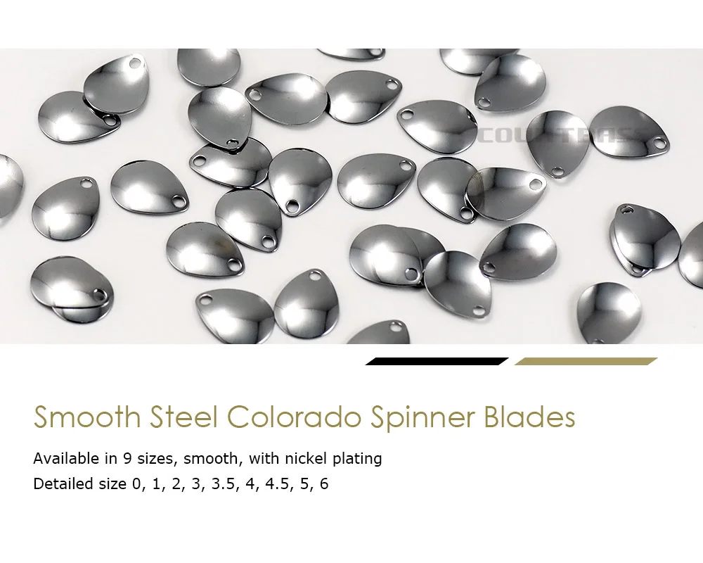 10 шт. размеры 1,3, 5 никель латунь Colorado Spinner Лезвия гладкая отделка для Спиннер приманки, встроенные биати, ледяные Джиги, лягушки приманки