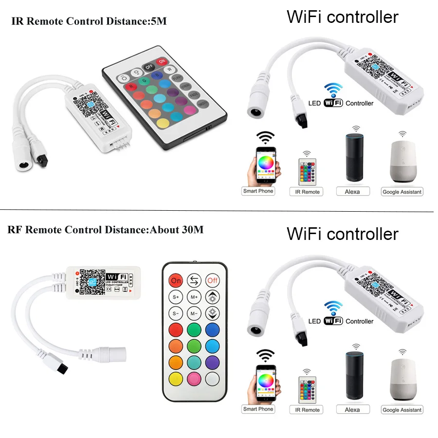 RF RGBW RGBWW Светодиодная лента 5050 RGB WiFi 10 м 5 м DC 12 В 5050 RGB Светодиодная лента RGBW полоса гибкий светильник WiFi контроллер 24 клавиши