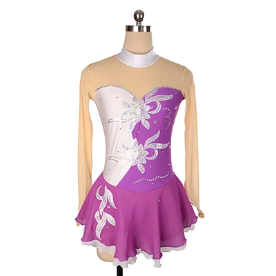 white purple Nasinaya платье для фигурного катания Индивидуальные соревнования ледяные юбки для конькобежцев для девочек женщин дети гимнастика представление горячая распродажа - Цвет: white purple