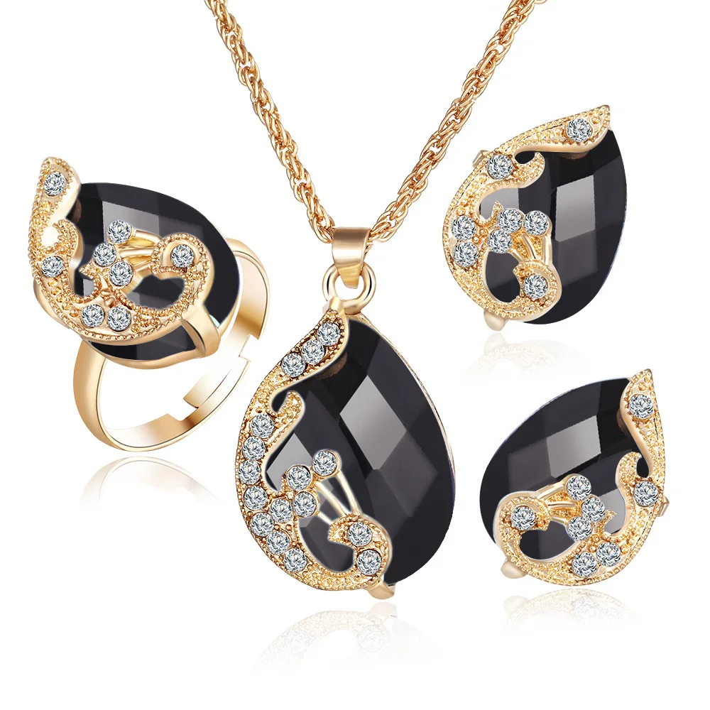Комплект из колье серёг и кольца 5 цветов|parure bijoux|parure bijoux femmepeacock jewelry sets |