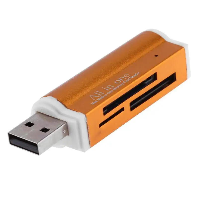 Золотой 1 шт. USB2.0 4 в 1 Алюминиевый сплав мульти-считыватель карт памяти для SD/SDHC/Mini SD/MMC/TF карта многофункциональный считыватель карт памяти - Цвет: Золотой