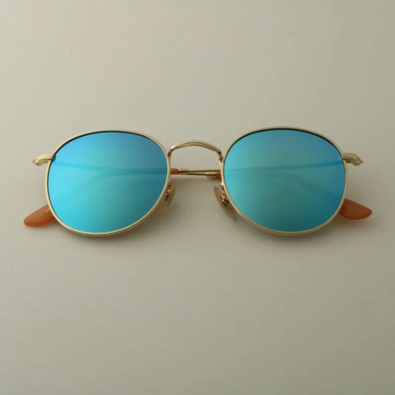 gold F blue Круглые поляризованные солнцезащитные очки для женщин и мужчин, новинка, модные брендовые дизайнерские винтажные очки для женщин, солнцезащитные очки для вождения, UV400 - Цвет линз: gold F blue