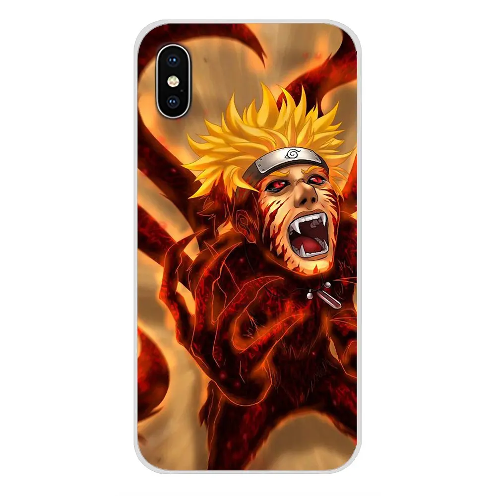 Прозрачный мягкий ТПУ чехол с девятью хвостами демон лиса Наруто для Apple iPhone X XR XS