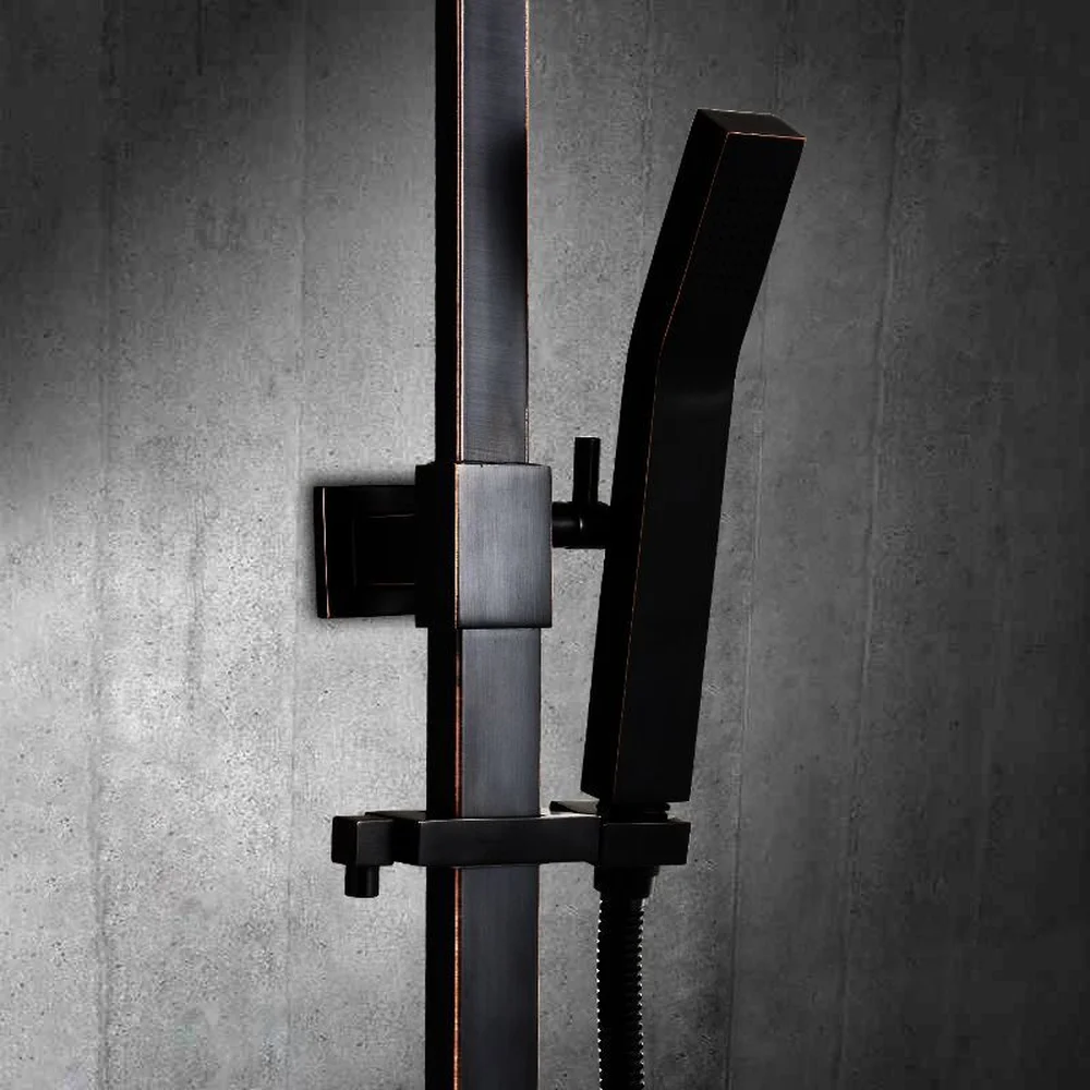 Черный дождевой Душ Набор для горячего и холодного душа медная ванная комната