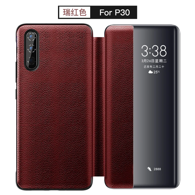 XOOMZ Brand for Huawei P30 Case Genuine Leather Smart-View Litchi Phone Cases fit Side open ultra slim Cover | Мобильные телефоны и